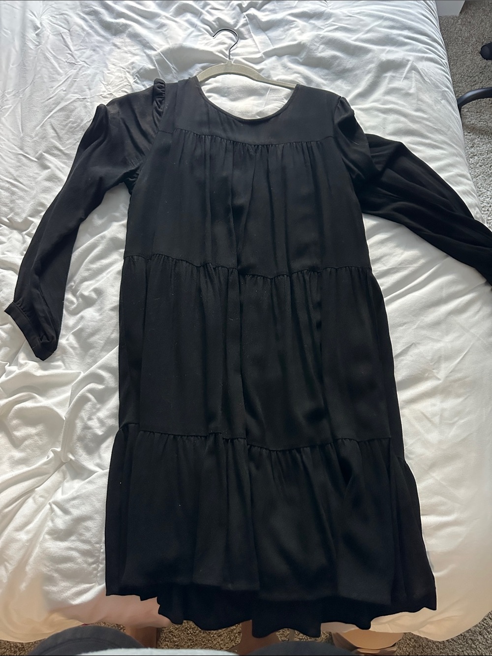 Lulu's Black Long Sleeve Tiered Midi Dress
